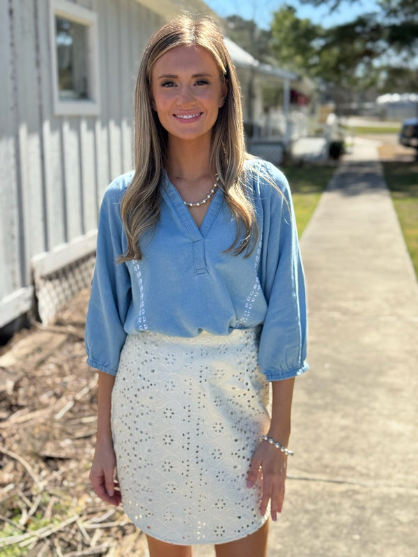 Denim Jolie with Embroidery