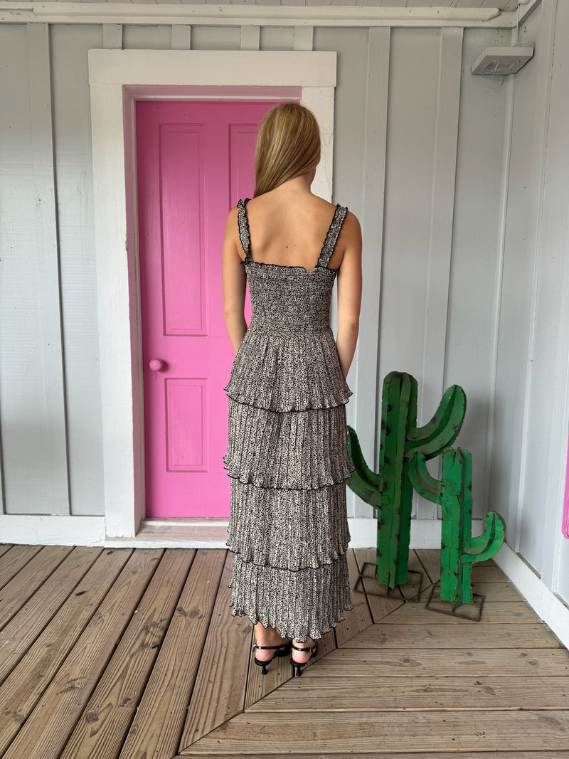 Natalie Smocked Pleated Midi Dress