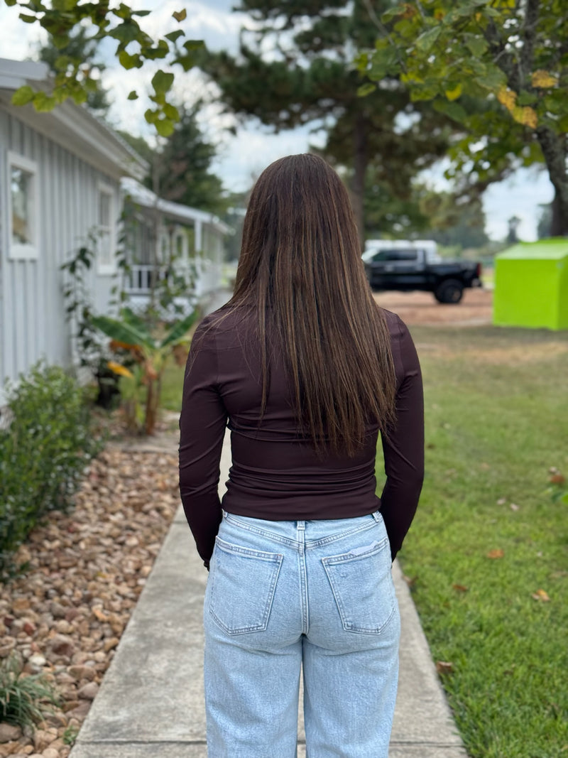 JORI LONG SLEEVE SHIRRED BUTTON UP TOP