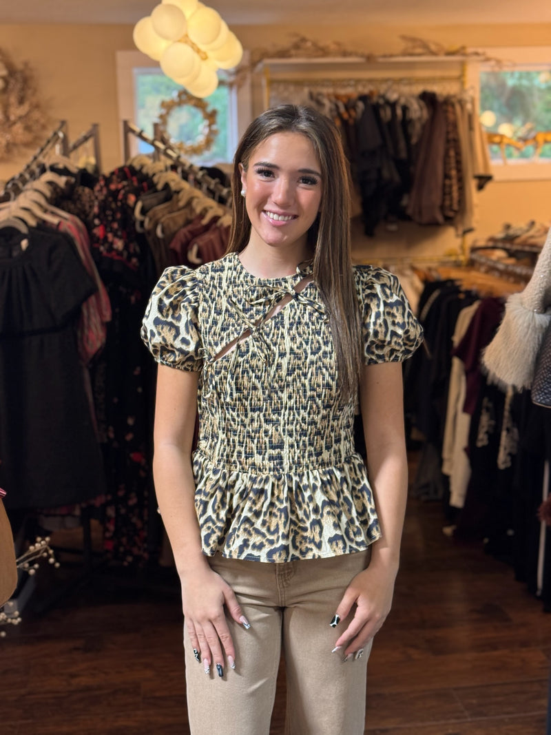 Angelina Leopard Print Peplum Top
