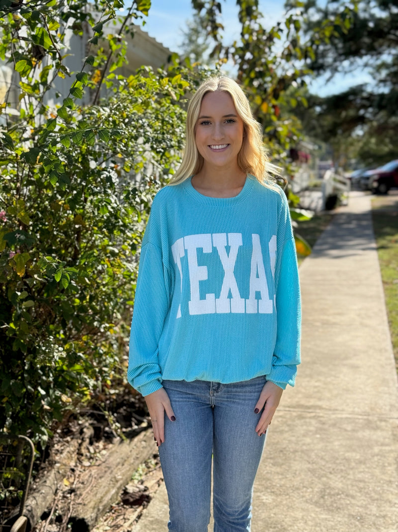 Texas Comfy Graphic Sweatshirt - Ocean Blue