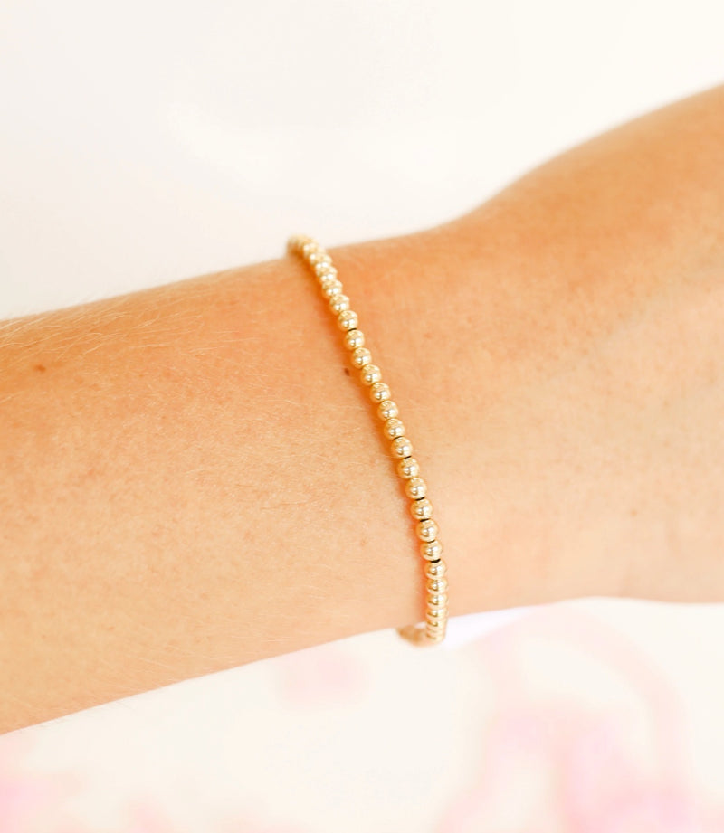 3mm Gold Beaded Bracelet