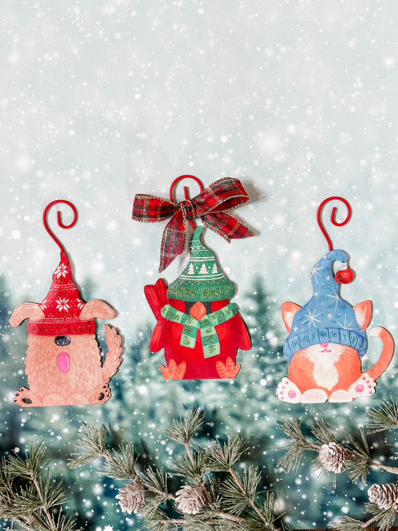 Gnome Pet Ornaments - Set of 3