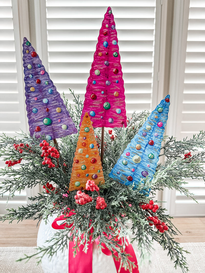 Merry & Bright Bottle Brush Trees - Set of 4