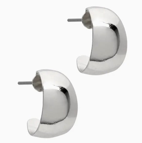 Silver Wide Mini Hoop Earrings