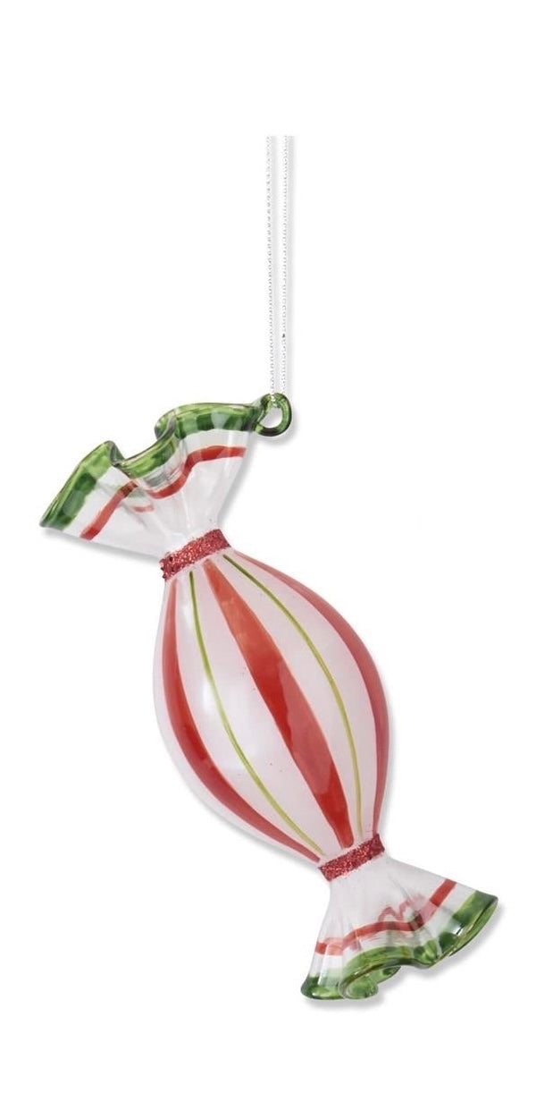 Red & Green Glass Candy Ornament