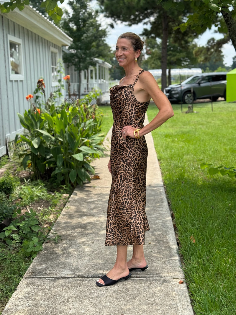 cheetah midi dress Uchenna Cheetah Print Stretchy Strapless Midi Dress with lace trim