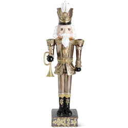 Resin Gold & Black Nutcracker with Trumpet