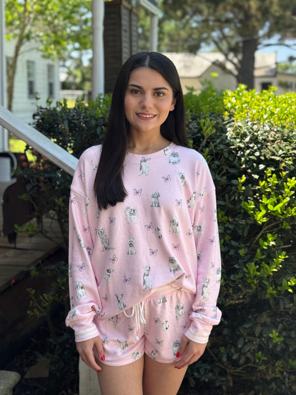 Long Sleep Top & Short Butterfly Pajama Set