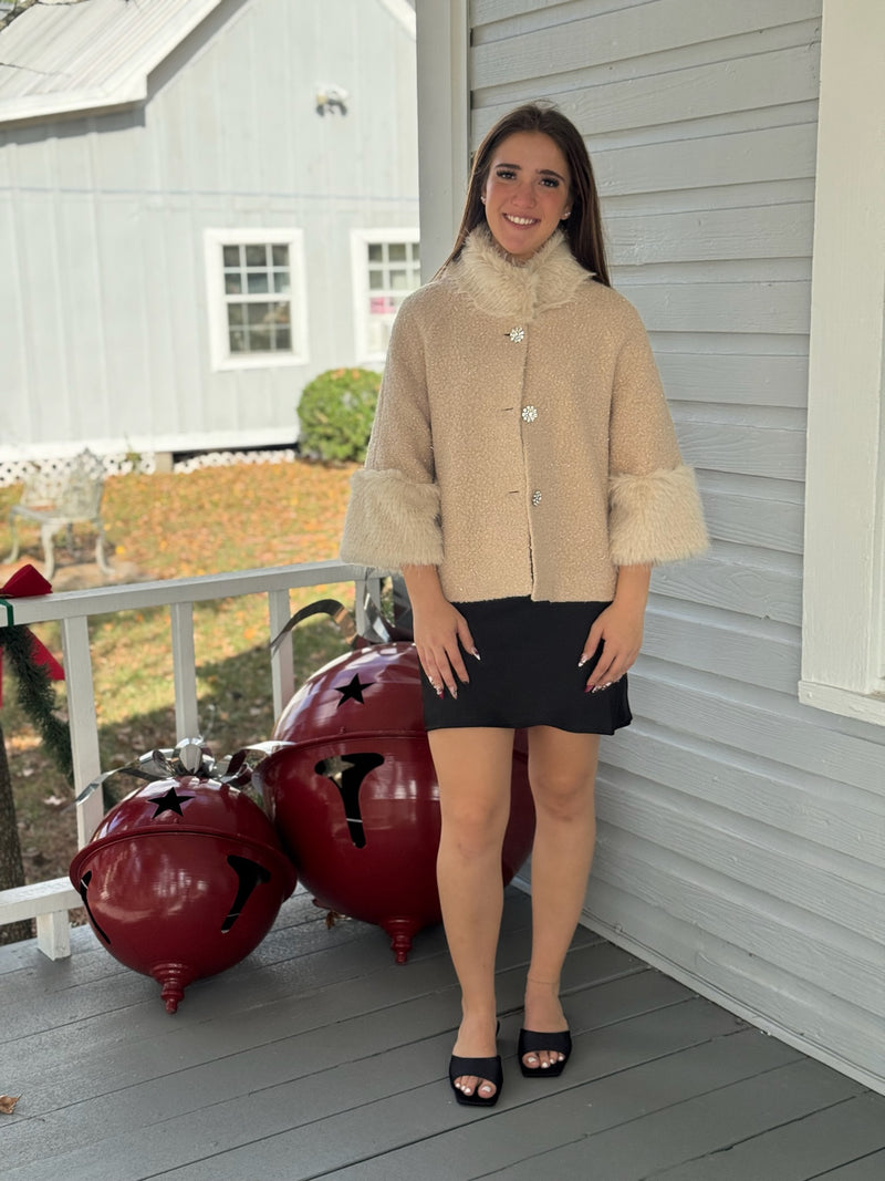 Boucle Fur Trim Jacket