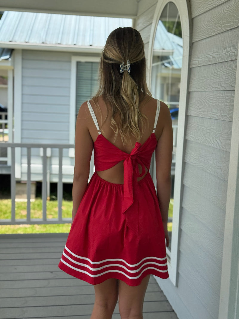 Lindsey Red & White Mini Dress