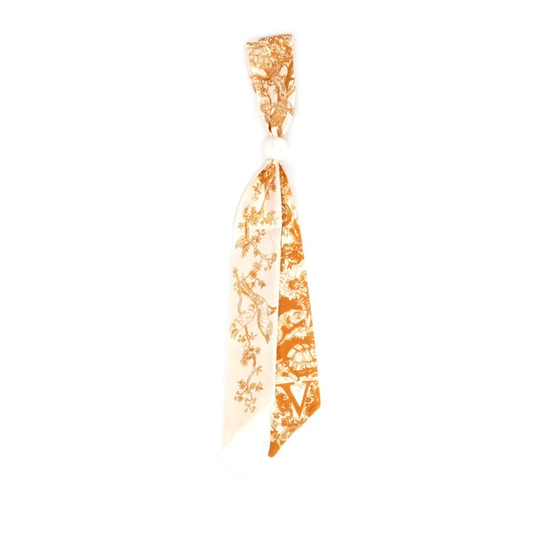 Orange Pattern Scarf with Pearl