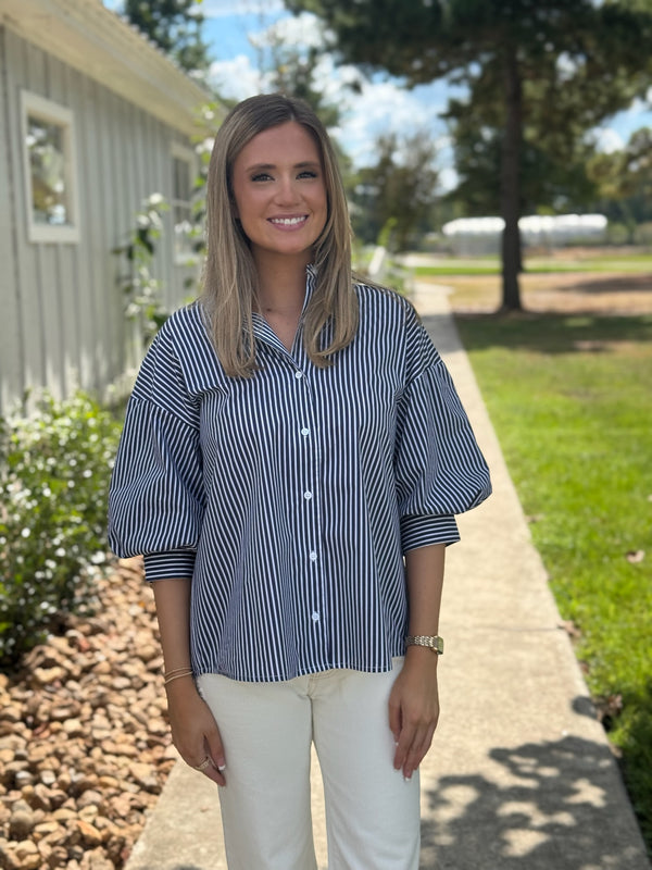 Abbie Striped Button Shirt