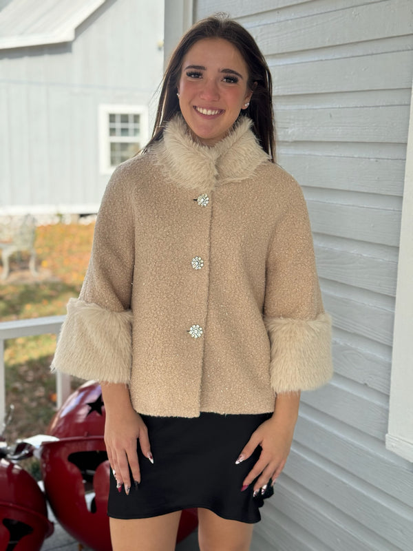 Boucle Fur Trim Jacket