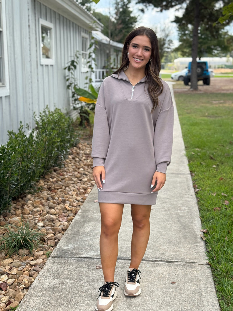 SEANNI SOFT KNIT HALF ZIP MINI DRESS