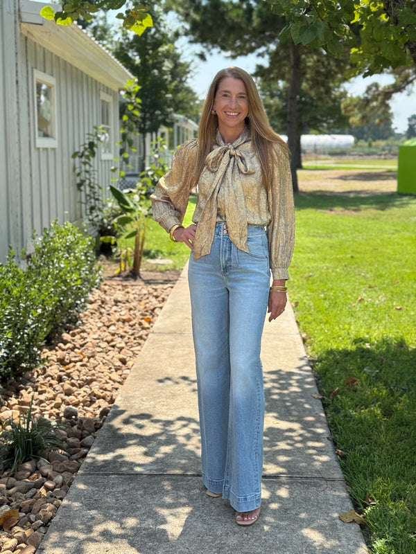 Lana Double Button High Rise Ultra Wide Leg- Terrace