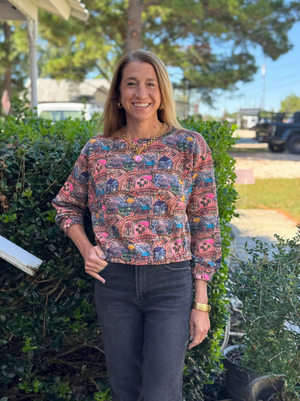 Popover Novelty Knit Top - House