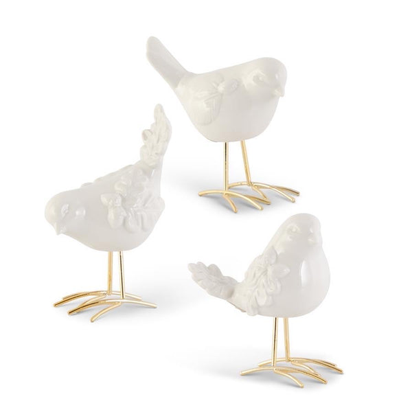 White Porcelain Bird with Gold Legs