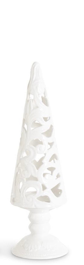 Cream Scroll Cutout Tree Candleholders - 15 Inch