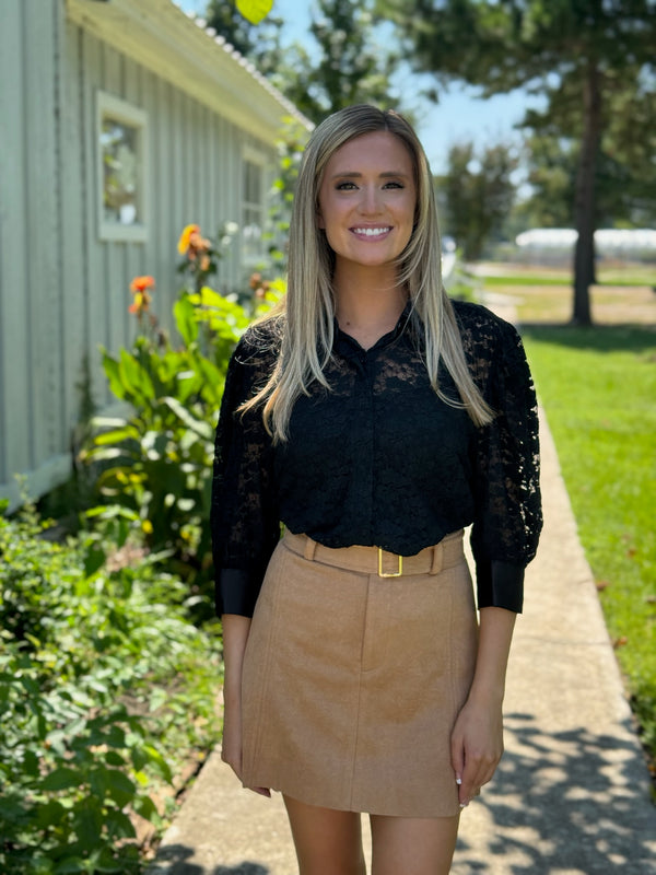 Gisele Lace Blouse - Black