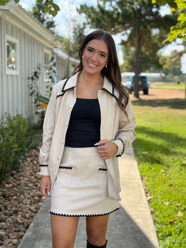 Abbie Embroidery Suede Shirt