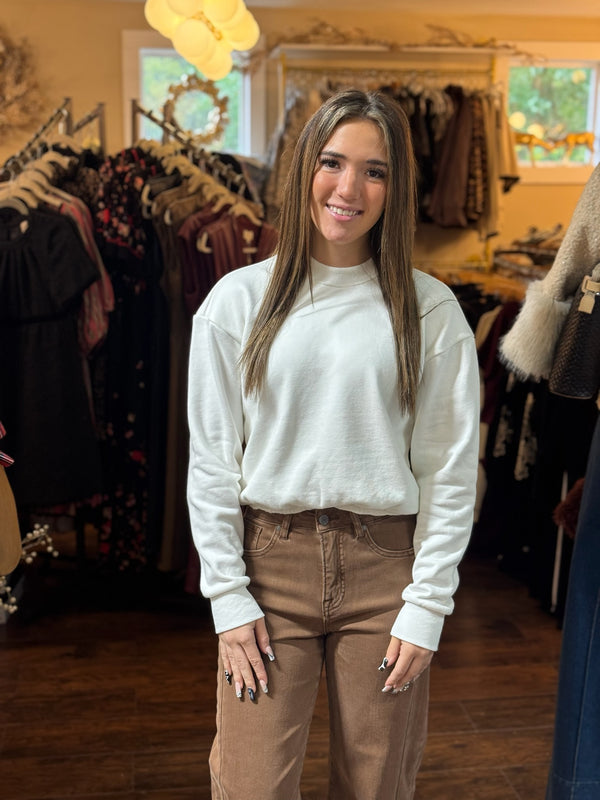 COZY BUBBLE HEM SWEATSHIRT - CLOUD