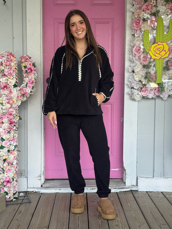 JAYCE DRAWSTRING PULL UP JOGGER - Black