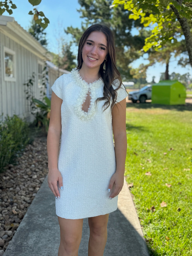 Francesca Cream Tweed Shift Dress