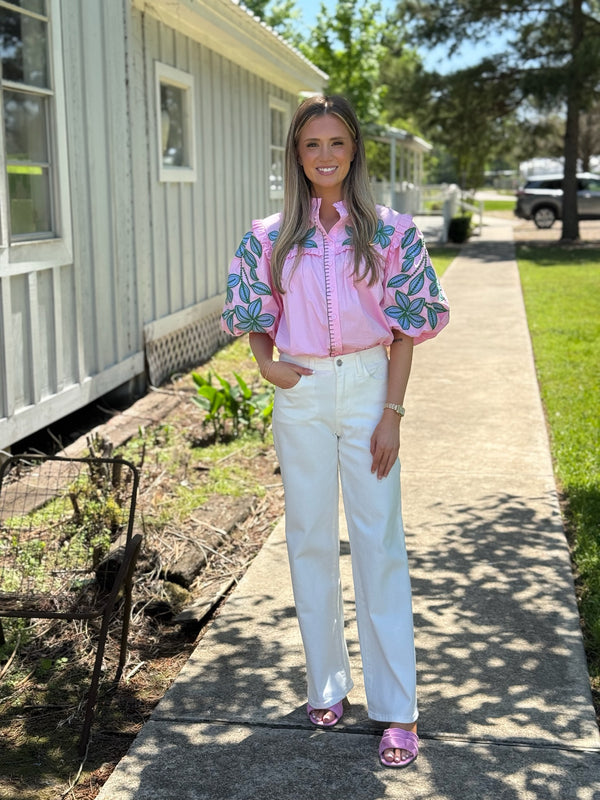 HIGH RISE WIDE LEG JEANS - WHITE