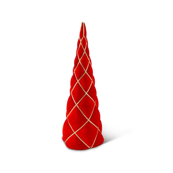 Red Velvet with Gold Braid Cone Tree - 30 Inch