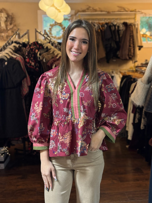 Samantha Burgundy Top
