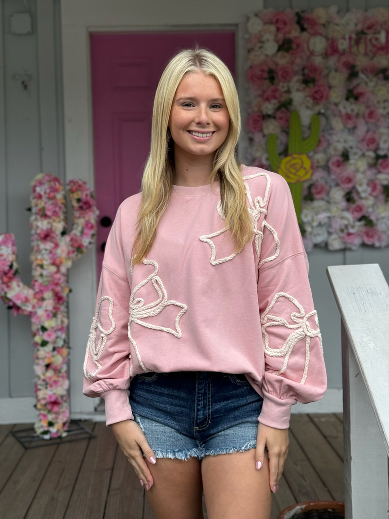 Terry Ribbon Thread Oversized Sweatshirt