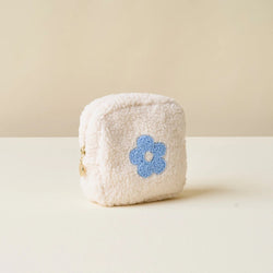 Teddy Pouch - Square Flower Blue