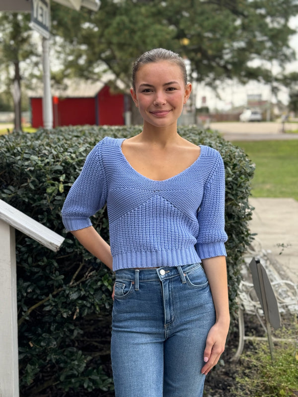 Bex Pointelle Sweater in Periwinkle