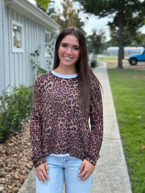 Mila Leopard Sweater with Knit Top