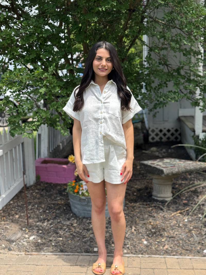 Positano Linen Short - White