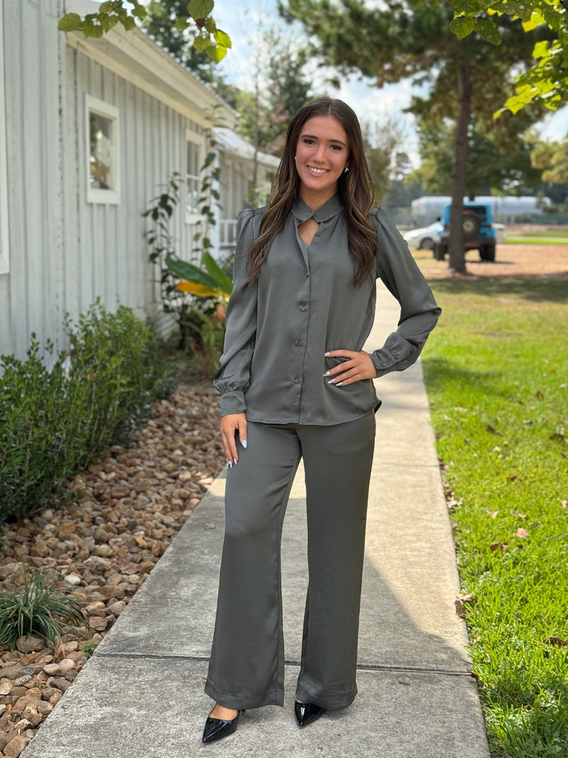 MERRY DRAWSTRING PULL ON PANTS - Ivy Green