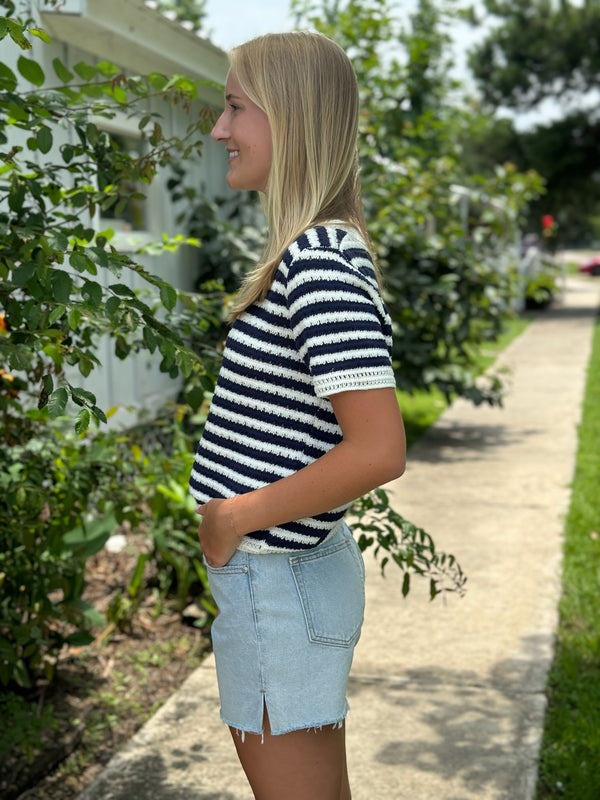 Striped Crochet Knitted Top