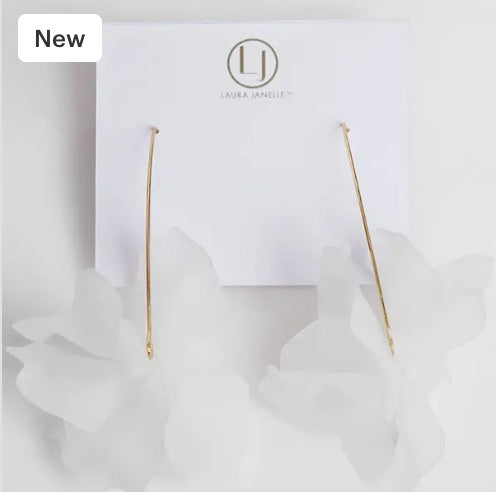 White Dainty Flower Earrings