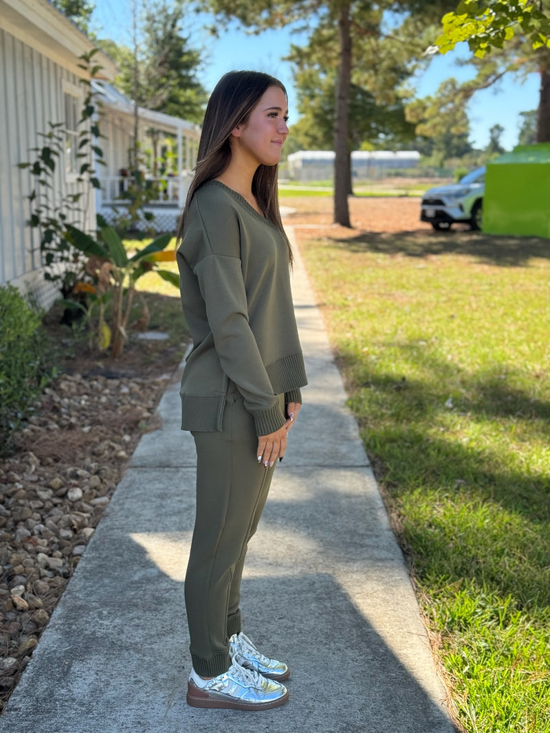 JOSELLE SOFT KNIT SWEATER RIB DRAWSTRING