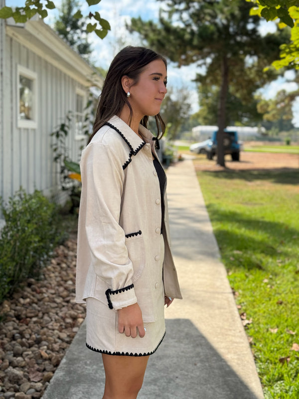 Abbie Embroidery Suede Shirt