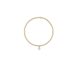 Classic Gold 2mm Bead Bracelet - Signature Cross Small Gold Charm