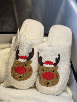 Reindeer Embroidered Slippers