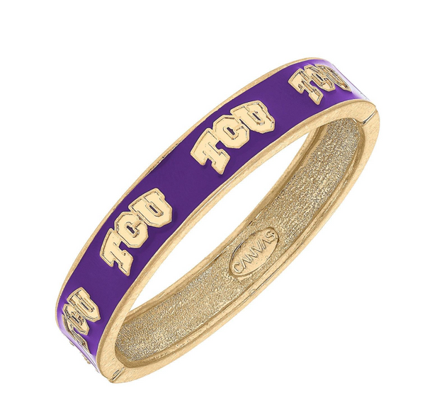 TCU Horned Frogs Enamel Hinge Bangle in Purple