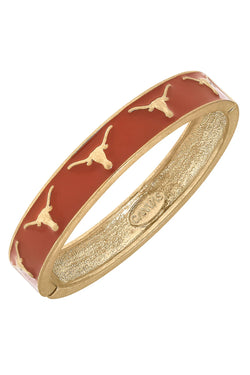 Texas Longhorns Enamel Logo Hinge Bangle in Burnt Orange