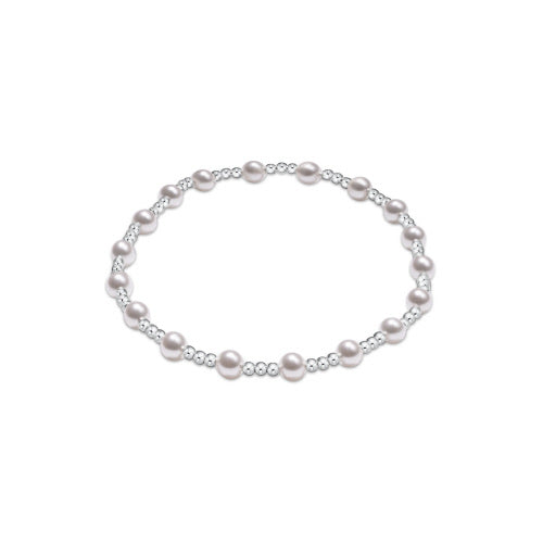 Classic Sincerity Pattern Sterling 4mm Bead Bracelet - Pearl