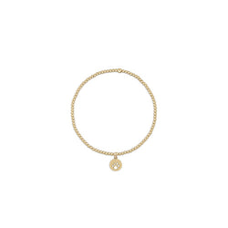 Classic Gold 2mm Bead Bracelet - Paw Print Small Gold Disc
