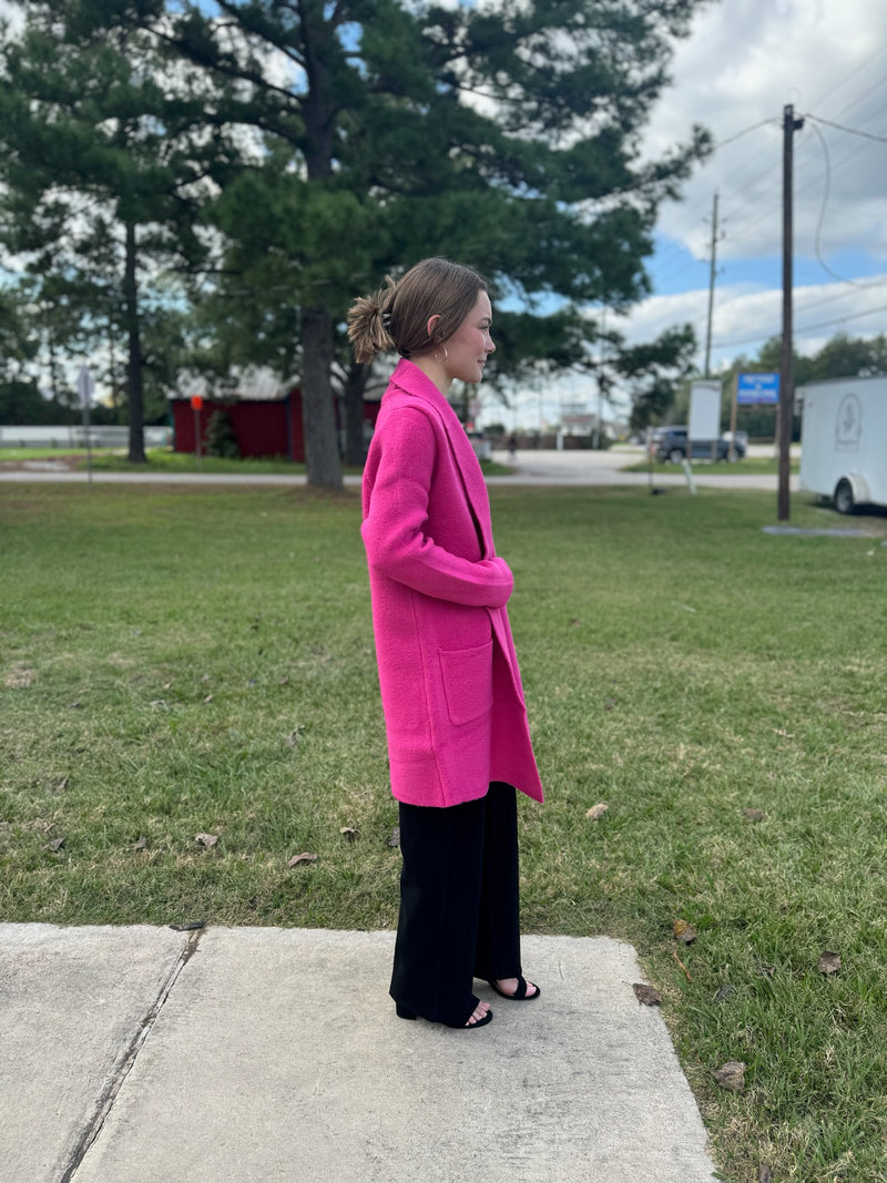 Michelle Shawl Collar Coatigan - Hot Pink