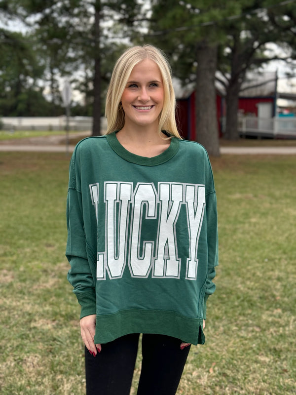 "Lucky" Printed Oversized Sweatshirt