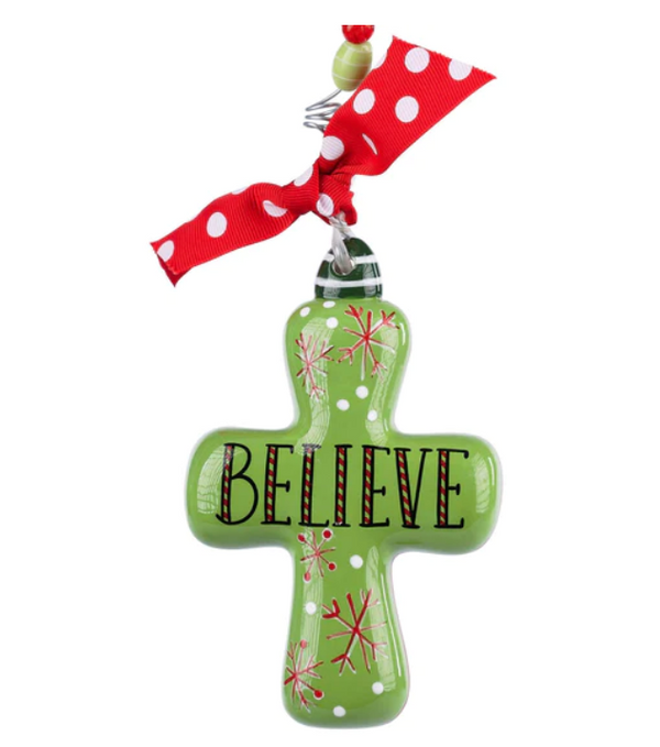 Believe Snowflake Cross Ornament
